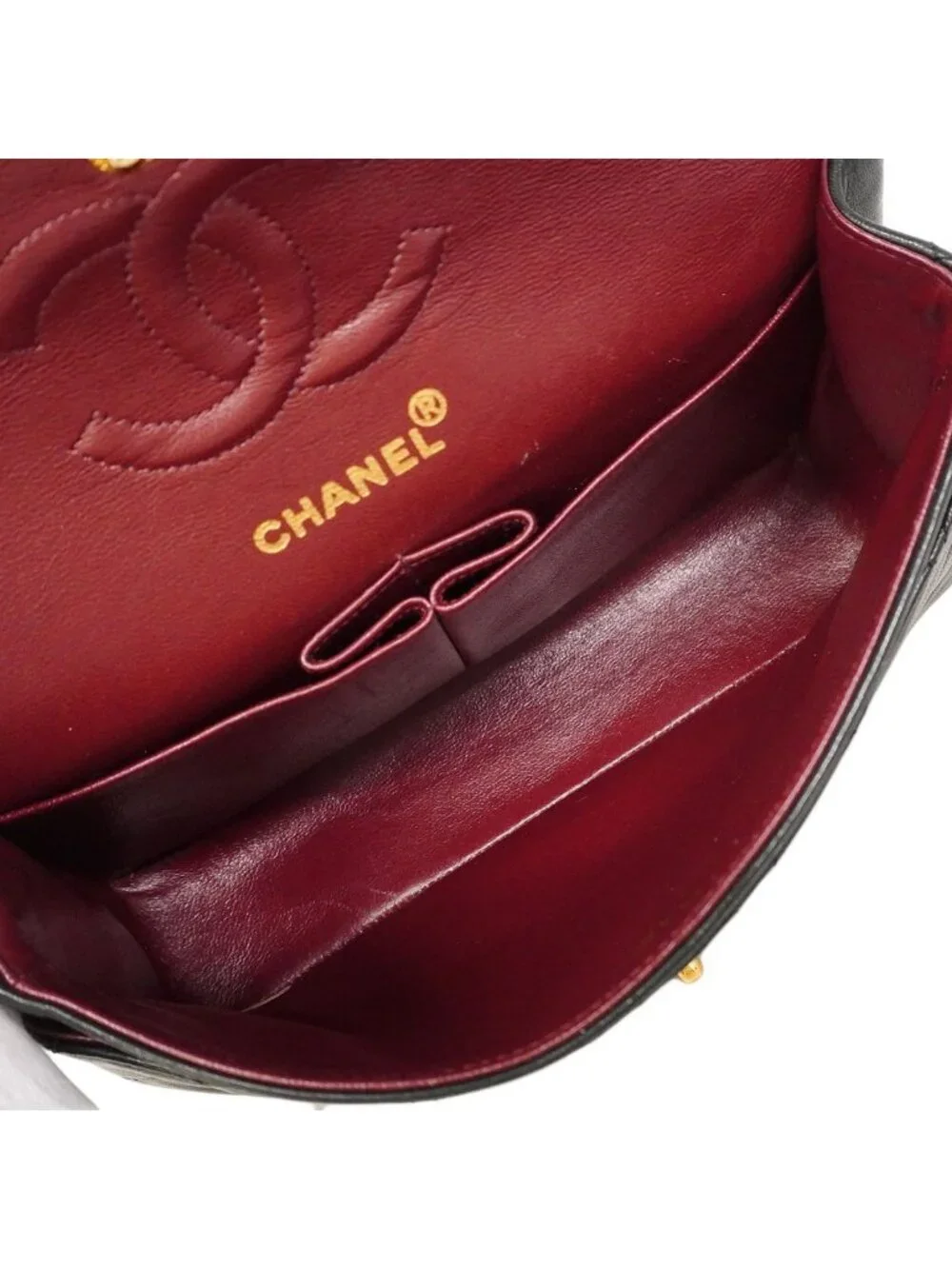 Chanel Shoulder Bag Quilted Lambskin Black Gold